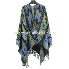 15PKCP03 2017 New Lady's woven trendy aztec print travel cape blanket